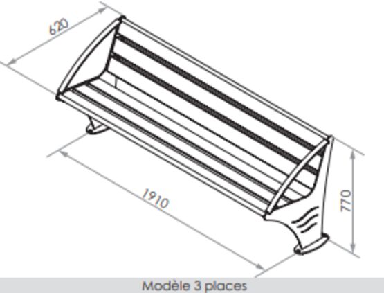 Banc urbain | Banc Goélette en acier inoxydable et bois pour espaces extérieurs - produit présenté par SEMCO