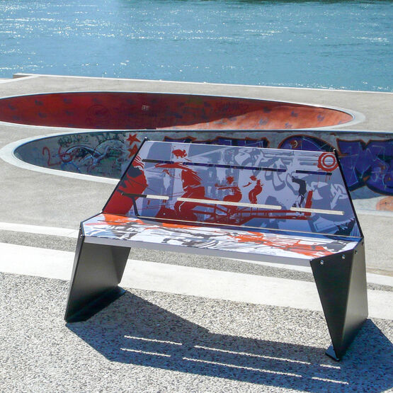  Banc urbain | Banc Graph en acier avec décor personnalisable - SEMCO