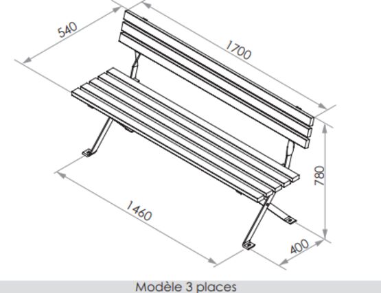  Banc urbain | Banc Horizon en acier et bois - Banc public