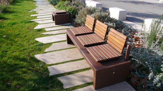  Banc urbain | Banc Kub 1 en acier avec assise acier ou bois - SEMCO