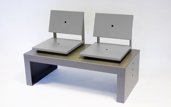  Banc urbain | Banc Kub 1 en acier avec assise acier ou bois - Banc public