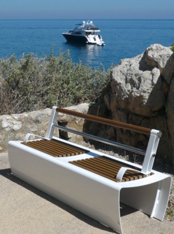  Banc urbain | Banc Régate en acier thermolaqué et bois - SEMCO