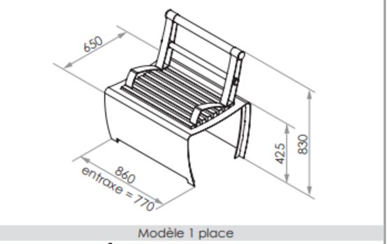  Banc urbain | Banc Régate en acier thermolaqué et bois - Banc public