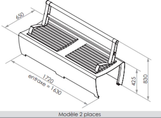 Banc urbain | Banc Régate en acier thermolaqué et bois - produit présenté par SEMCO