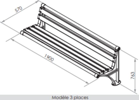  Banc urbain | Banc Vallon en acier et bois - Banc public