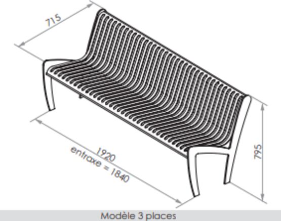  Banc urbain | Campus en acier thermolaqué - Banc public