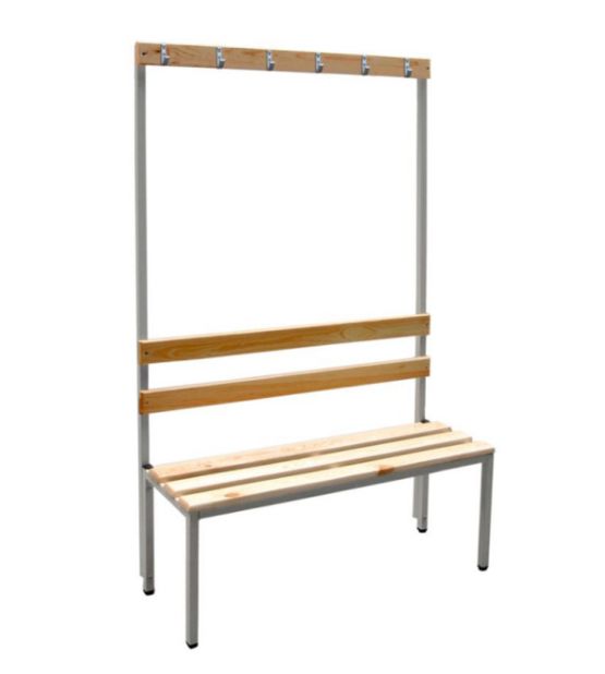 Banc vestiaire bois avec portes-manteaux