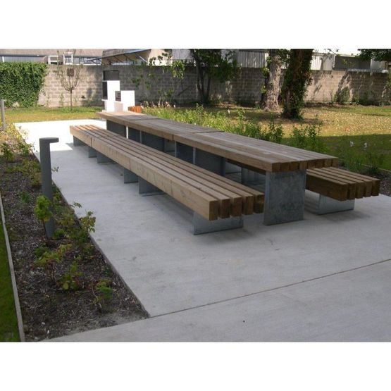  Banquette en bois pin traité et acier pour agencements urbains | Kastel  - Banc public