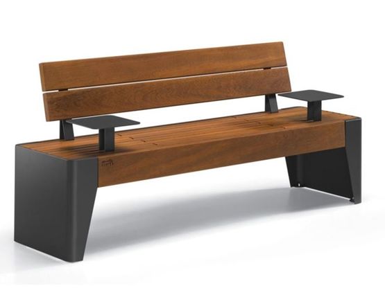  Banquette en tôle d’acier galvanisé et bois exotique pour zones urbaines | FLOA XL 0072374 - PRO URBA