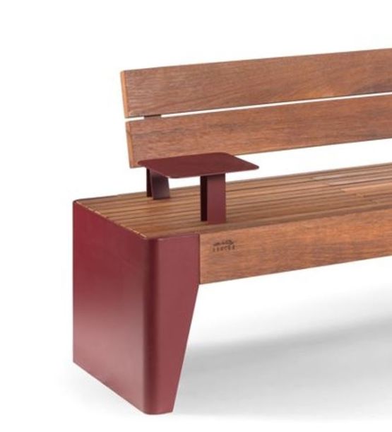  Banquette en tôle d’acier galvanisé et bois exotique pour zones urbaines | FLOA XL 0072374 - Banc public