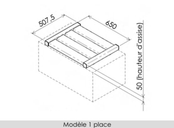  Banquette sur muret | Epure Banquette Norm en acier et bois - SEMCO