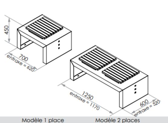  Banquette urbaine | Banquette Kub en acier avec assise acier ou bois - SEMCO