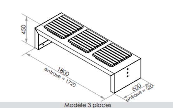  Banquette urbaine | Banquette Kub en acier avec assise acier ou bois - Banc public