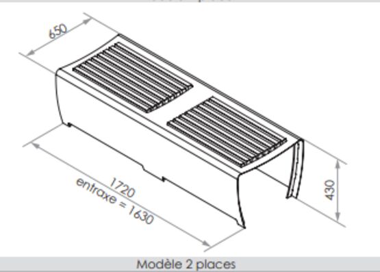 Banquette urbaine | Banquette Régate en acier thermolaqué et bois - produit présenté par SEMCO