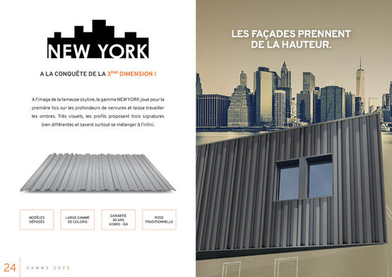 Bardage acier 3D en 3 profils | NEW YORK, la première gamme de parements à profondeurs de nervures aléatoires - ATELIERS 3S