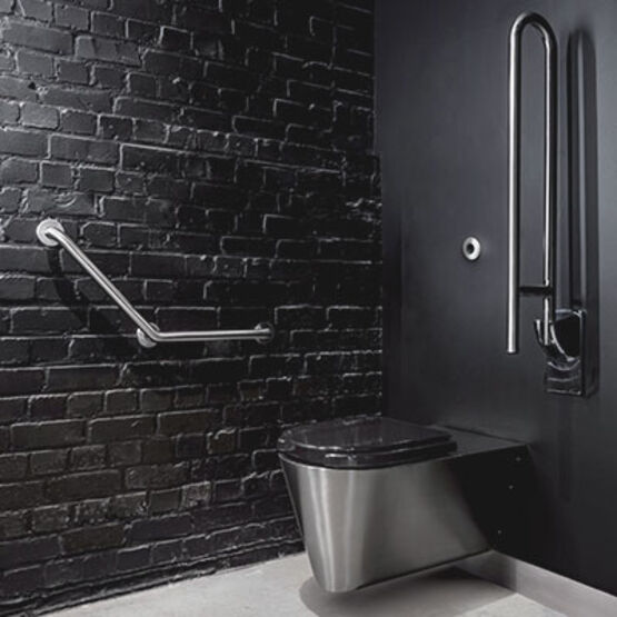 Barre de maintien coudée 135° en inox brillant, 400 x 400 mm | Réf. 5081P2 - Barre d'appui et accessoires PMR
