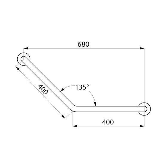 Barre de maintien coudée 135° en inox brillant, 400 x 400 mm | Réf. 5081P2 - produit présenté par DELABIE