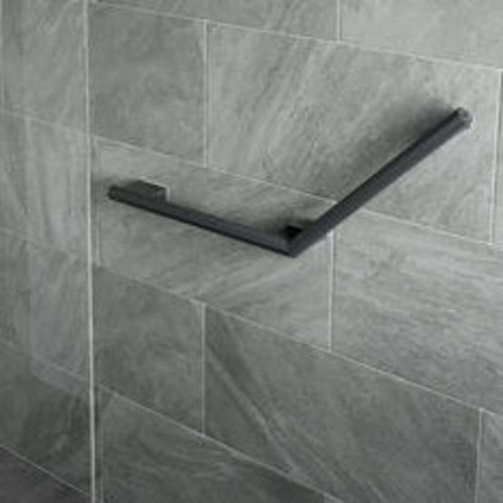  Barred&#039;appui  coudée 135° 450 x 450 mm pour sanitaire PMR | Onyx Black - KING D'EAU