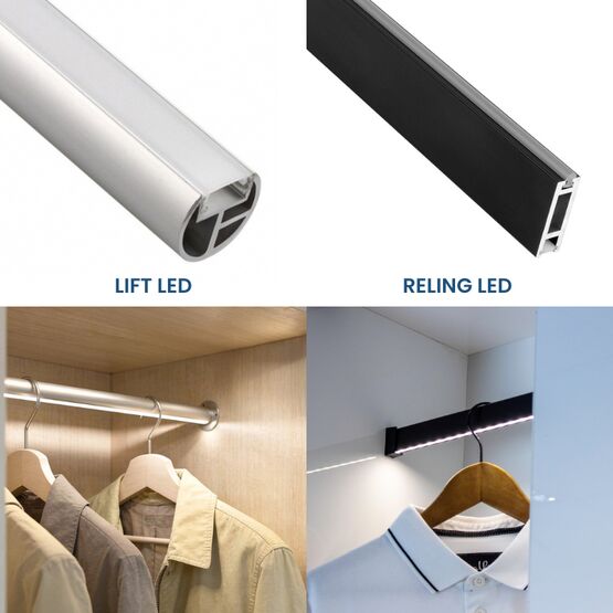 Barres de penderie avec éclairage intégré et avec profil à section rectangulaire | LIFT LED et RELING LED  - produit présenté par HLT SP. Z O.O.