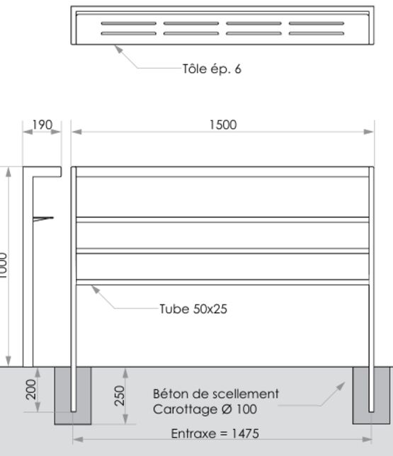  Barrière assis-debout | Epure Norm en acier thermolaqué - SEMCO