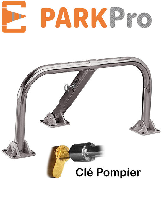  Barrière de parking rabattable PARKPRO en tube acier zingué avec serrure pompier | BP50CYP - EQUIPEMENTECH