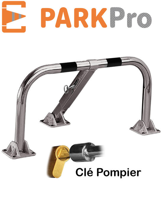  Barrière de parking rabattable PARKPRO en tube acier zingué avec serrure pompier | BP50CYP - Arceaux, herses et autres équipements mobiles anti-intrusion