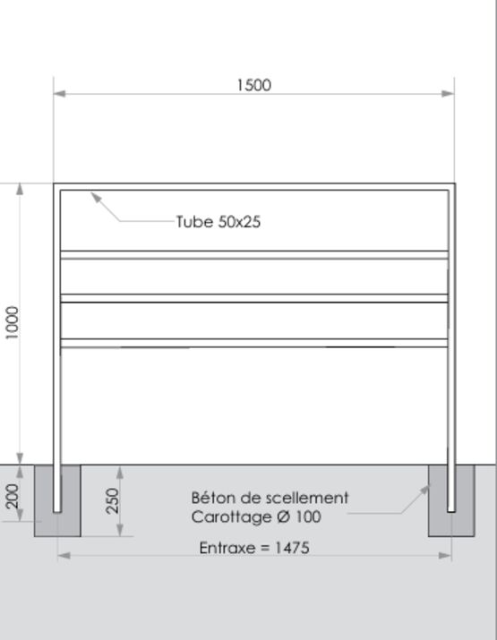  Barrière de voirie | Epure Barrière Norm en acier thermolaqué - SEMCO