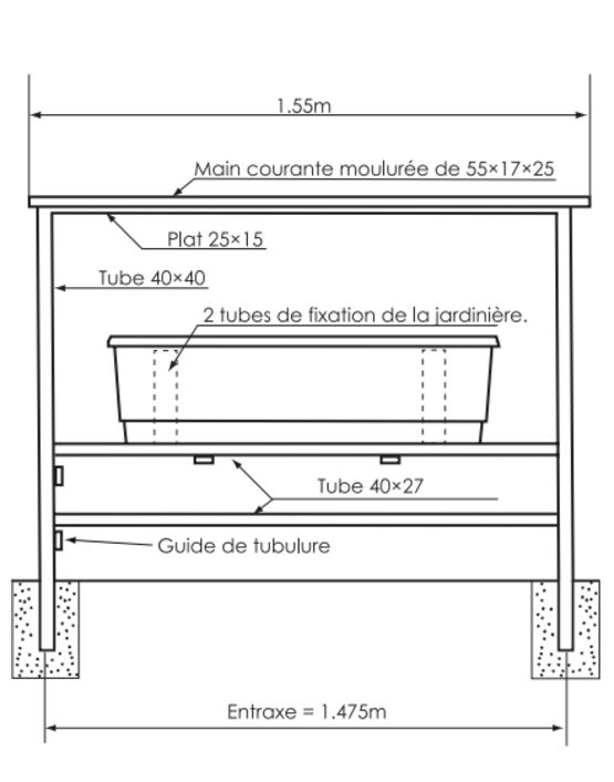  Barrière jardinière | Barrière de voirie Amande en acier galvanisé avec jardinière intégrée - SEMCO
