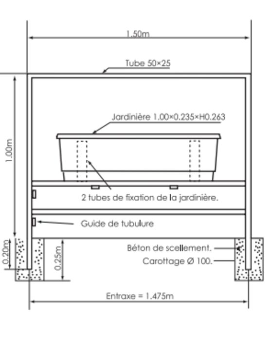  Barrière jardinière | Barrière de voirie Arc en ciel avec jardinière intégrée - SEMCO