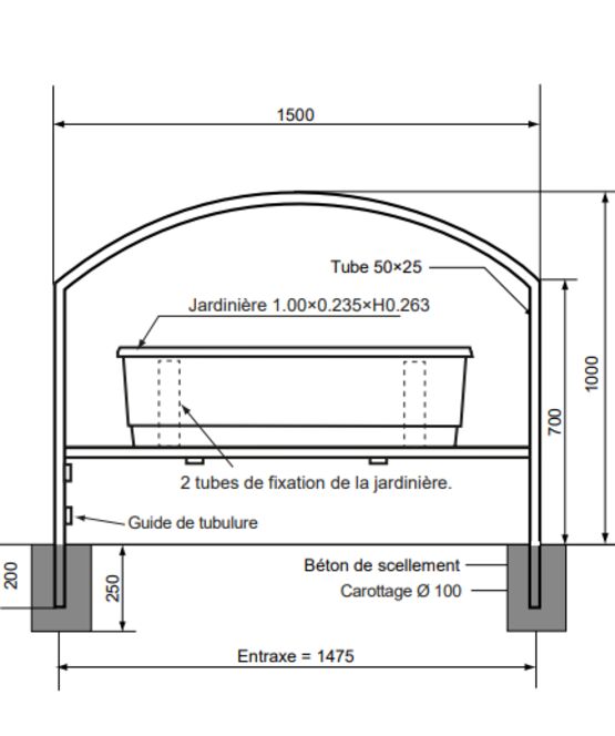  Barrière jardinière | Barrière jardinière Horizon en acier galvanisé avec jardinière intégrée - SEMCO