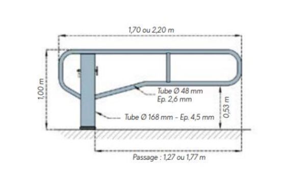 Barrière pivotante | Barrière courte à broche en acier - produit présenté par SEMCO