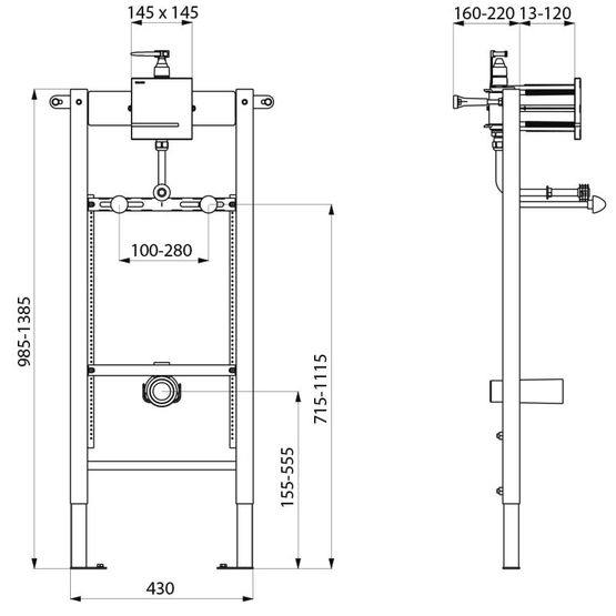  Bâti-support pour urinoir TEMPOFIX 3 en acier époxy | TEMPOFIX 3  - Bâti support mural