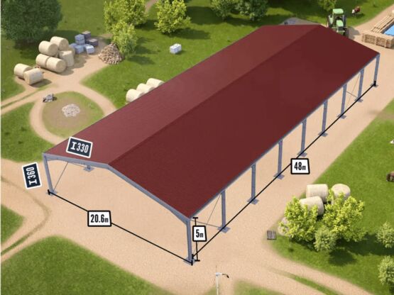  Bâtiment acier galvanisé, idéal activités équestres - 20,6x48x5m - BATIMENTSMOINSCHERS.COM/ C2I COMMERCE SARL