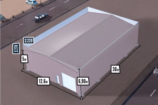  Bâtiment acrotère isolé 380m² + porte sectionnelle &amp; portillon - BATIMENTSMOINSCHERSCOM/ C2I COMMERCE SARL