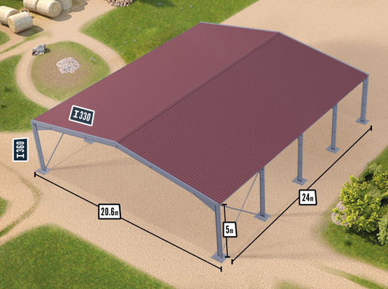 Bâtiment de stockage galvanisé structure + couverture - 20,6x24x5m - BATIMENTSMOINSCHERSCOM/ C2I COMMERCE SARL