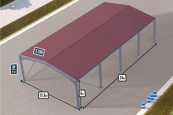  Bâtiment en kit avec chéneaux et régulateur 300 m² - 12,60 x 24 x 5 m - BATIMENTSMOINSCHERSCOM/ C2I COMMERCE SARL