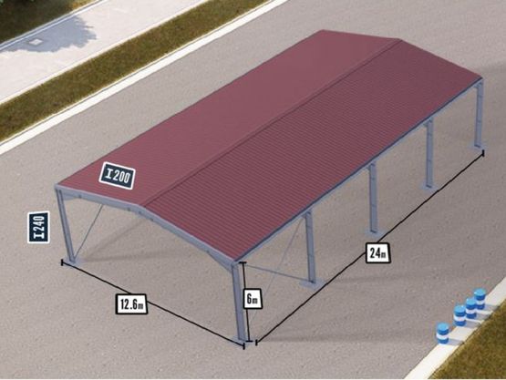  Bâtiment en kit renforcé 300m² - 12,6x24x6m - BATIMENTSMOINSCHERS.COM/ C2I COMMERCE SARL