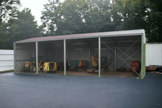  Bâtiment galvanisé avec structure + couverture - Bardage 3 côtés - 12,6x24x5m - 300m² - Bâtiments préfabriqués pour le stockage
