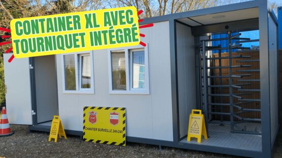   Bâtiment mobile sécurisé avec tourniquet de contrôle d&#039;accès intégré - SERVIACOM-PROACCESS
