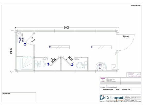  Bâtiment modulaire sanitaire occasion de 15 m² | Deltamod - DELTAMOD