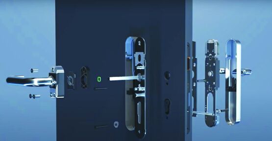 Béquille électronique sur plaque robuste étanche antieffraction | SmartHandle AX Advanced - produit présenté par SIMONSVOSS TECHNOLOGIES
