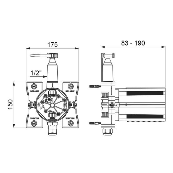  Boîtier encastré étanche F12 rob élect encastré 2306V pour urinoir TEMPOMATIC 4 - kit 1/2  | Réf. 430SBOX - DELABIE