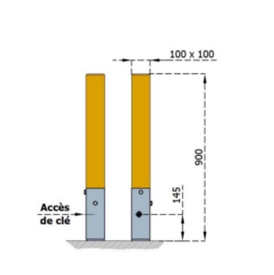  Borne amovible en bois | Borne bois 100 × 100 mm avec récepteur affleurant - SEMCO