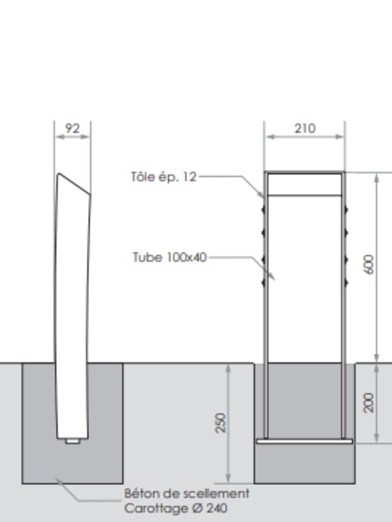  Borne de voirie | Borne Graph en acier avec décor personnalisable - SEMCO