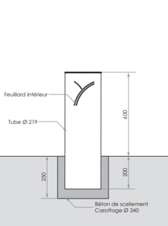  Borne de voirie | Borne Vallon en acier avec finition inox contrastée - Borne et potelet
