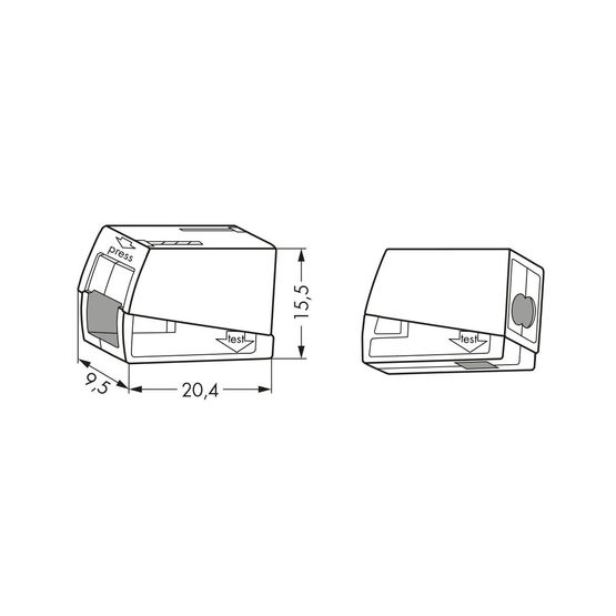  Bornes électriques universelles double face pour luminaires | Série 224 - Câble électrique