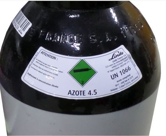Bouteille d'azote B11 - 2 m3 avec charge de gaz incluse | LIN7980405G - Systèmes à déplacement d'air