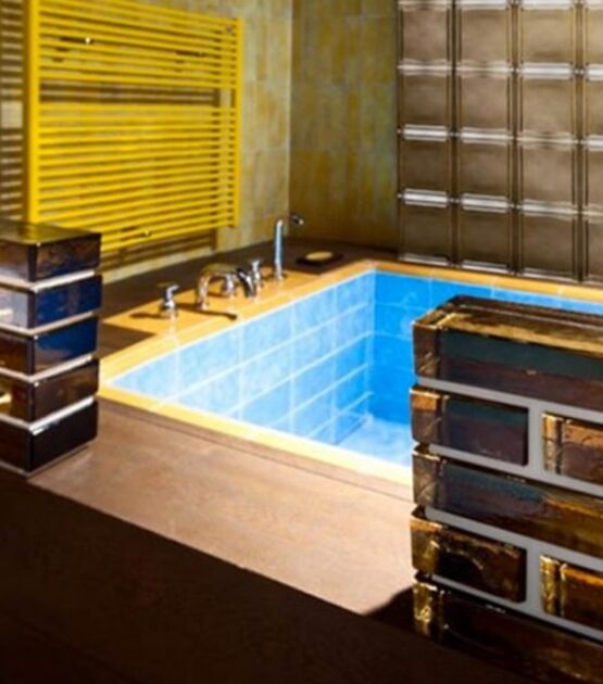  Brique de verre lisse | TERRE DE SIENNE RETTANGOLARE - Briques de verre