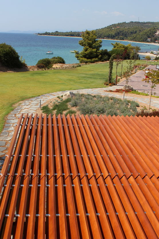  Brise-soleil stable en bois massif | Brise-soleil en bois Accoya - Brise-soleil à lames fixes
