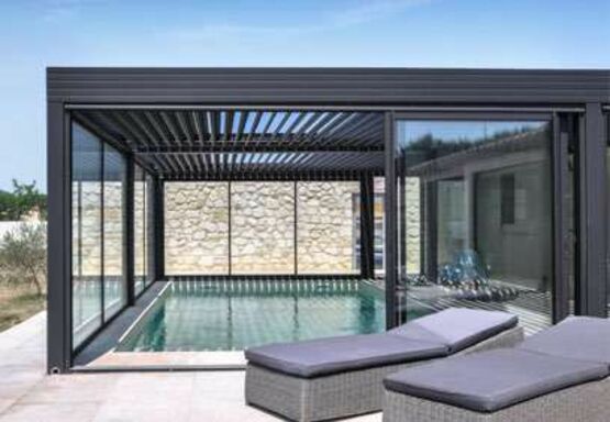 Brise vues ajourés pour pergola, gazebo, carport | NOS - Série 414 - produit présenté par PROFILS SYSTÈMES